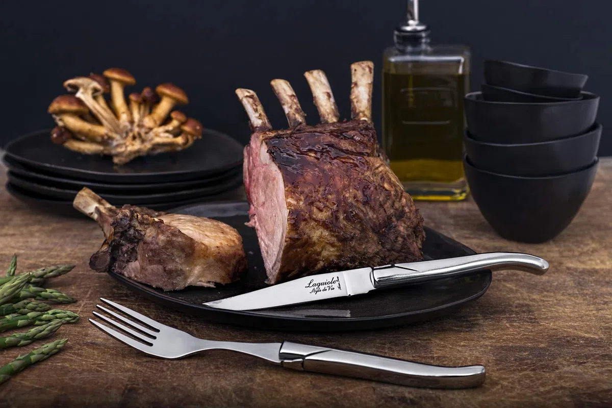 Laguiole Style De Vie Filete de línea de lujo cuchillo, 6-piezas, acero inoxidable