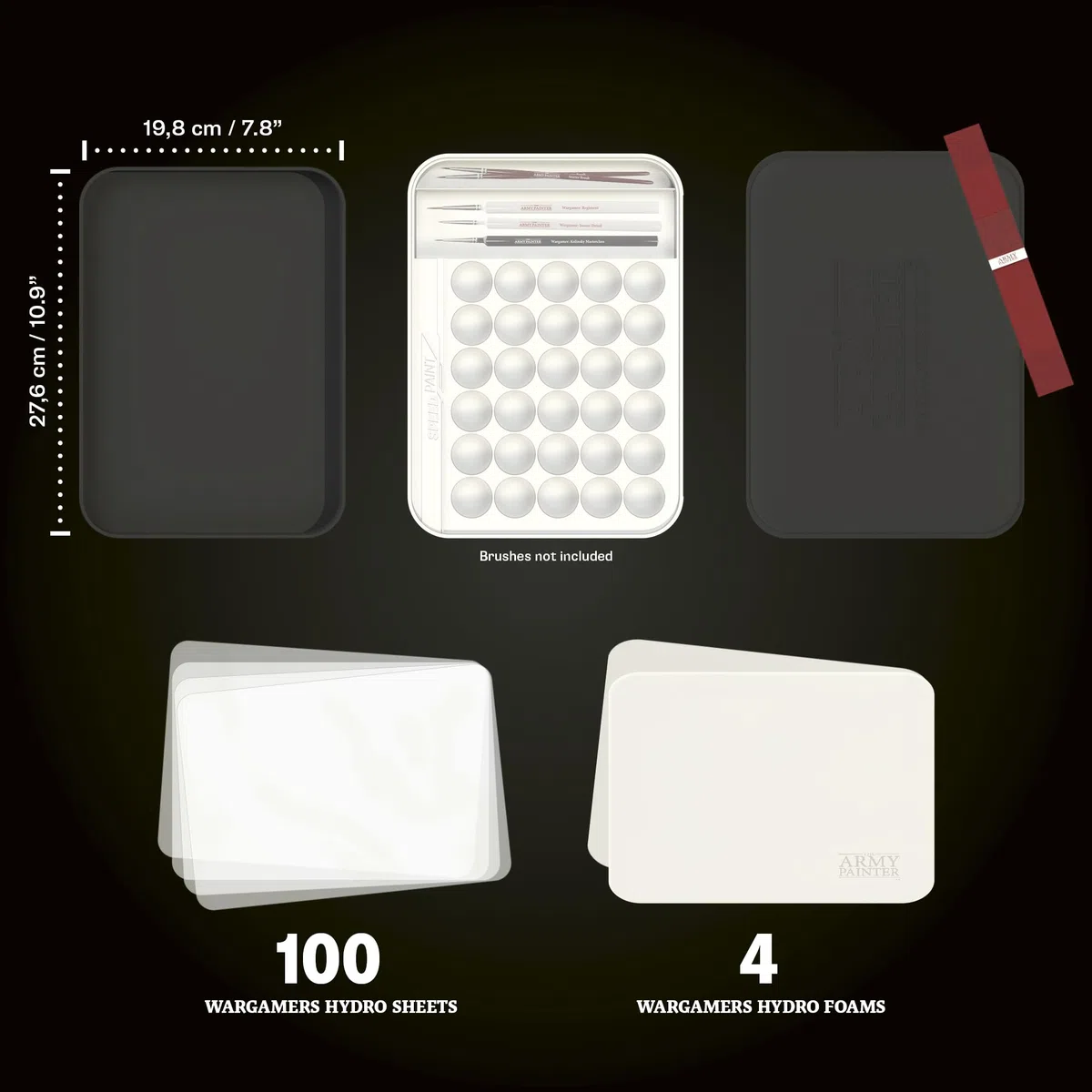The Army Painter Wargamers Edition Wet Palette XL Bundle, Para Set de Pinturas Acrílicas Incluyendo 100 Hojas Hydro y 4 Hydro Foam - Pintura de Miniaturas y Modelos