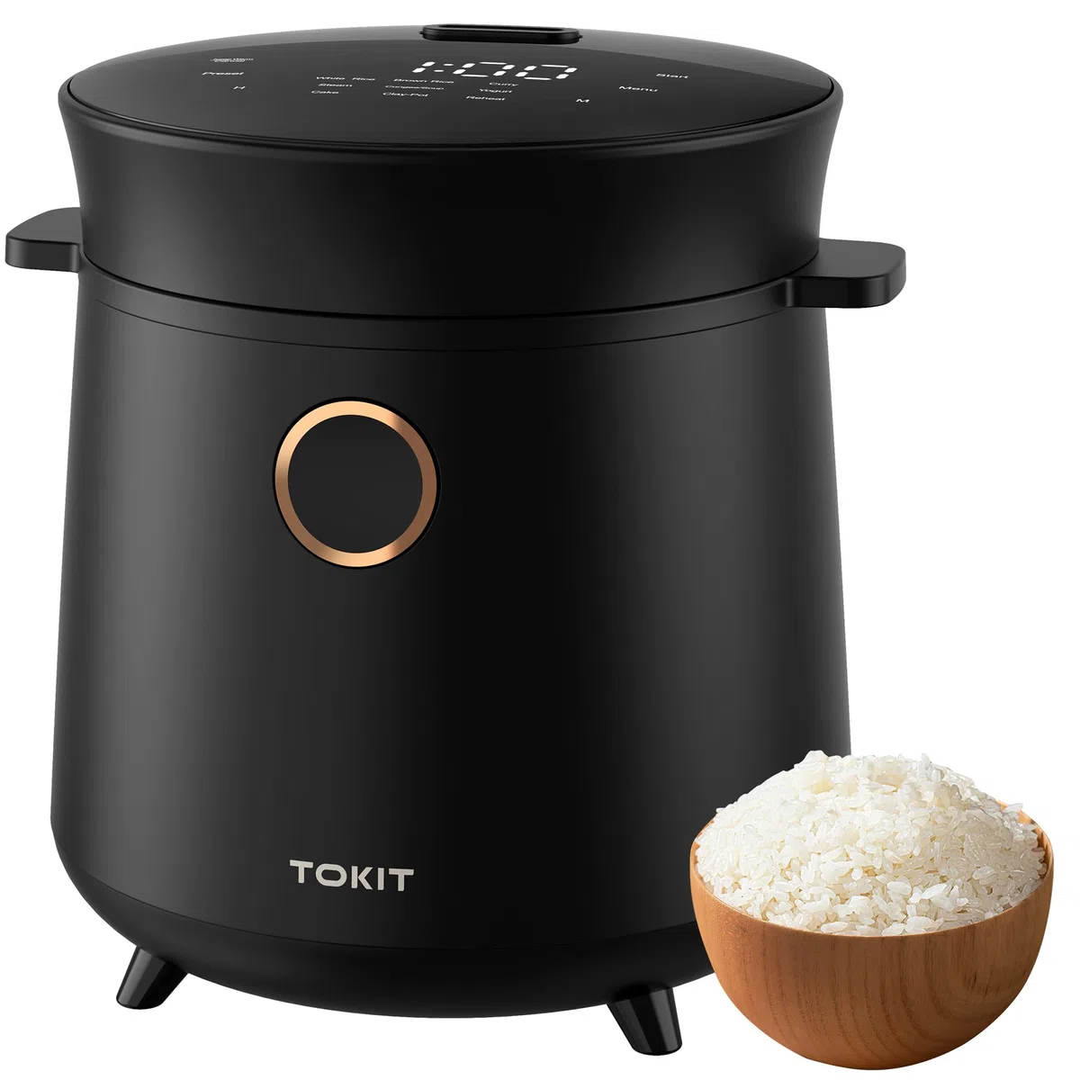 TOKIT Mini Olla Arrocera De 1,5l Para 1-2 Personas - 9 Funciones, Temporizador De 24h, Material Interior Cerámico Antiadherente, Ideal Para El Hogar, Dormitorios Y Exteriores (S)