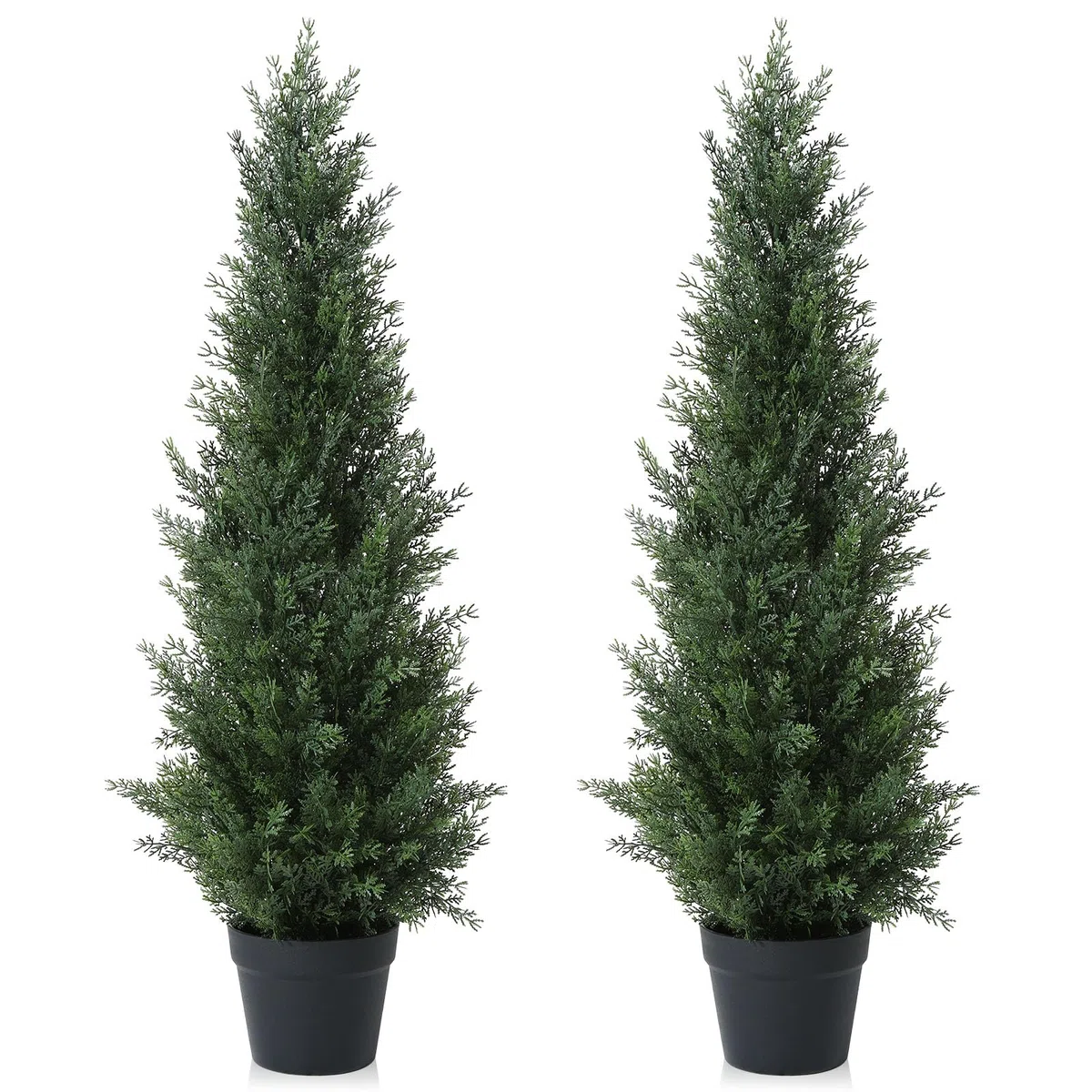 CROSOFMI Planta Artificial Grande Exterior Decorativas 95 cm Cedar Tree Arbol Artificial con Maceta(2 Pack)