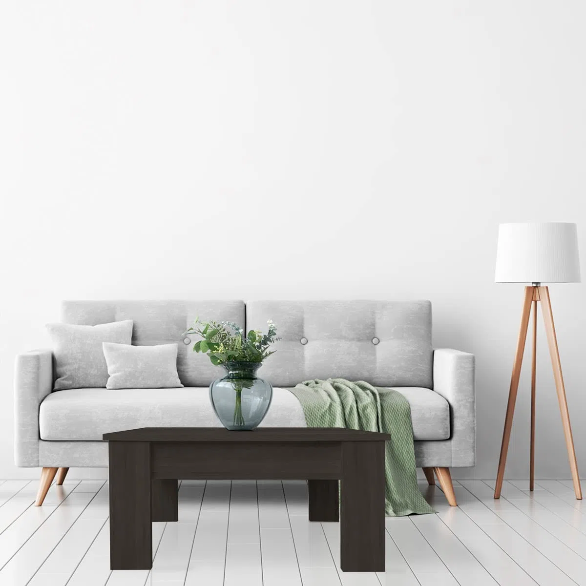 Duérmete Online Mesa de Centro Elevable, Mesita de Salón o Comedor, Acabado en Color Wengue, Medidas: 90 cm (Ancho) x 50 cm (Fondo) x 46-57 cm (Alto), Madera, 90 x 50 x 46/57 cm