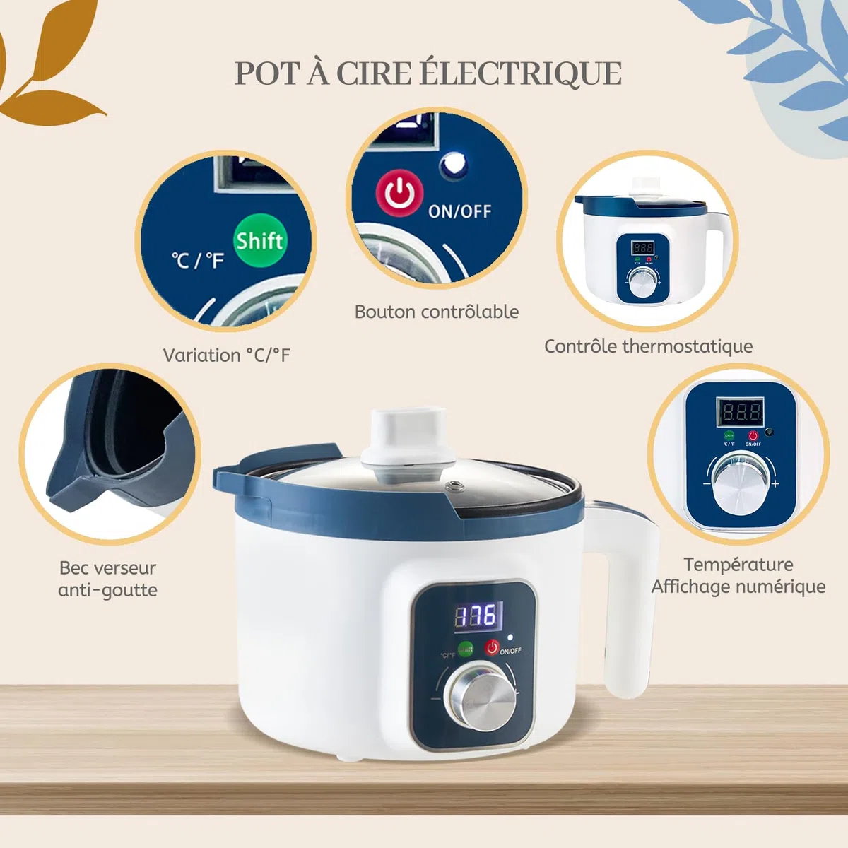 KQU Set para Hacer Velas para Adultos con Caldero de Fusión de Cera Digital, Cera de Soja, 12 Vasos, 8 Moldes para Velas, 6 Fragancias y Cajas de Regalo