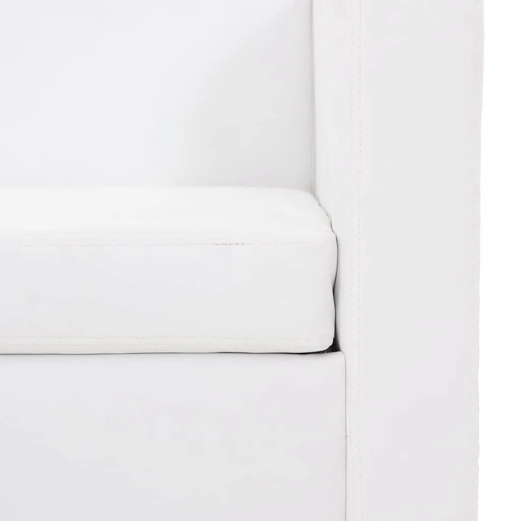 vidaXL Sofá Blanco de Cuero Artificial, 3 plazas Bricolaje Muebles casa Asiento