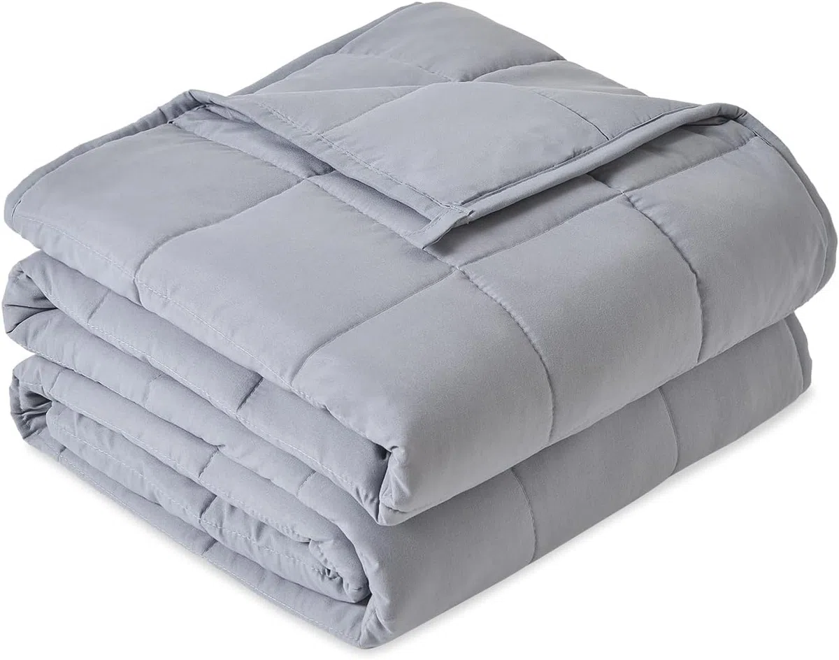 Sivio Manta con peso de 9 kg, manta suave con peso para adultos, manta de microfibra pesada transpirable con cuentas de vidrio para sofá cama para todas las estaciones, 150 x 200 cm, gris