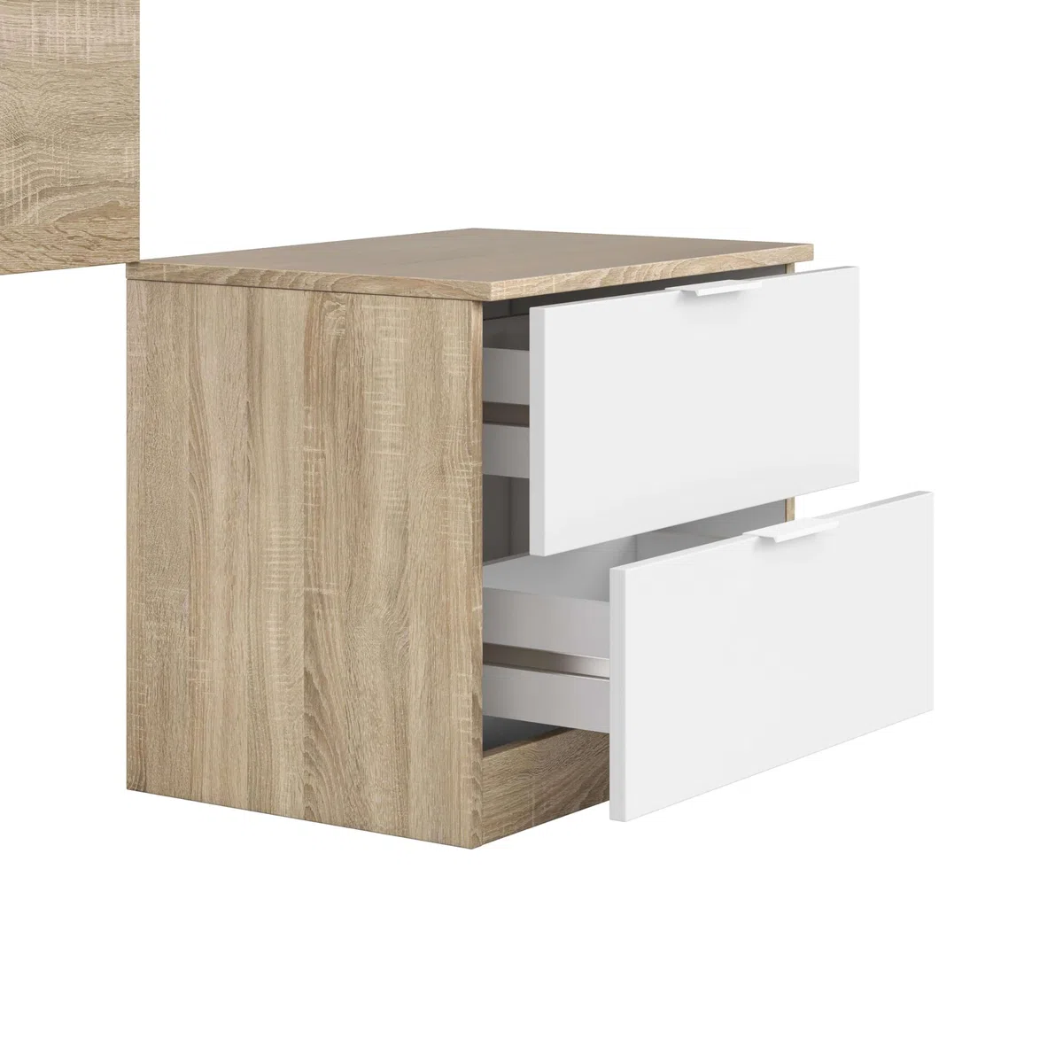Miroytengo Conjunto Dormitorio Cabecero de Cama de 90 con Mesita Luca Color Blanco Mate y Roble Canadian