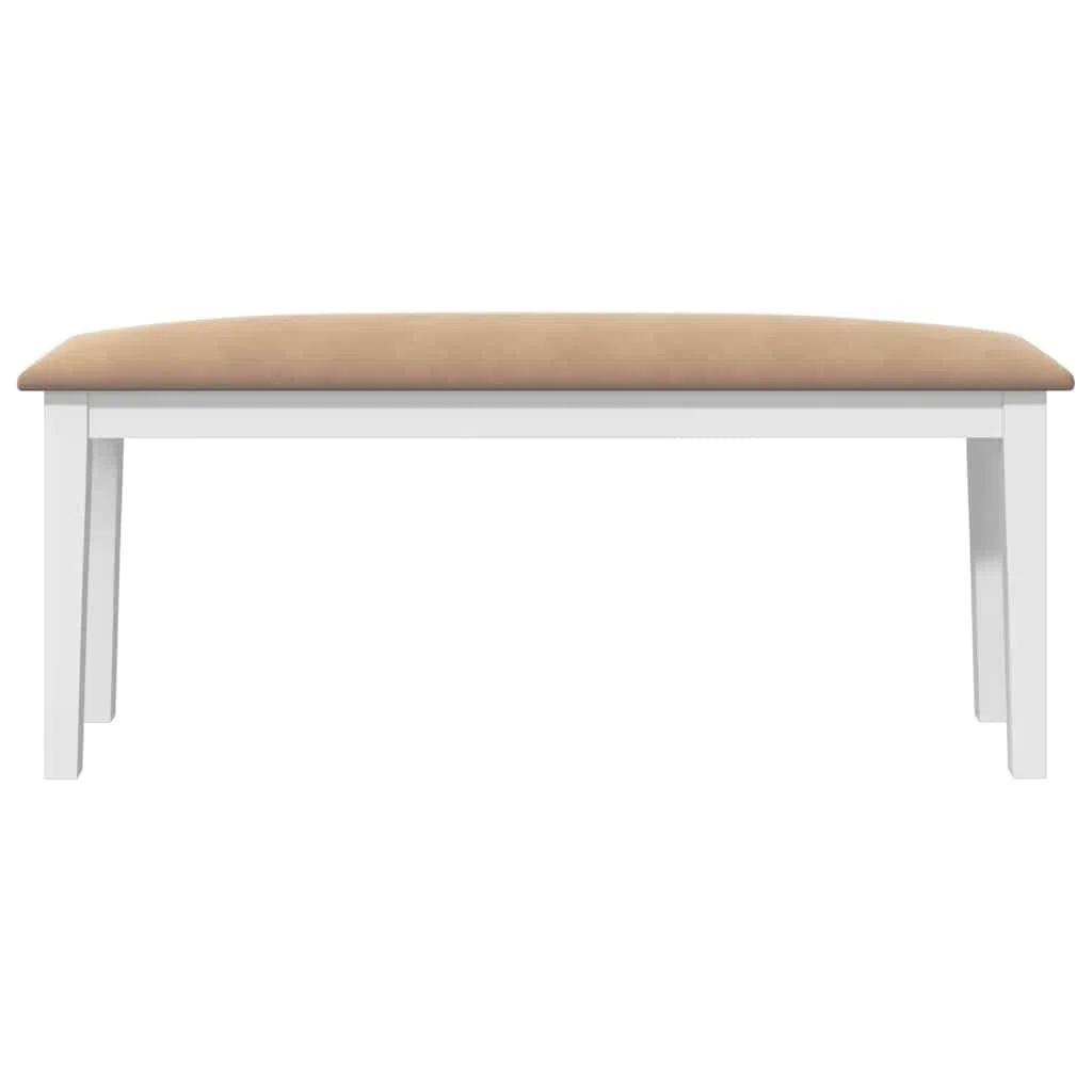 vidaXL Banco 110 cm Madera Maciza Caucho Blanco, Banco, Silla de Banco, sofá de Banco, Asiento de Banco, Asiento de Banco, Banco de Interior