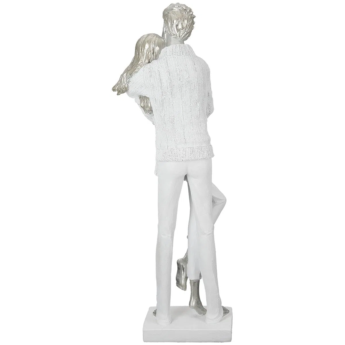 GILDE Escultura de Resina Blanca Mate metálica, par, 46 cm de Alto, 15 cm de Ancho, 13 cm de Profundidad