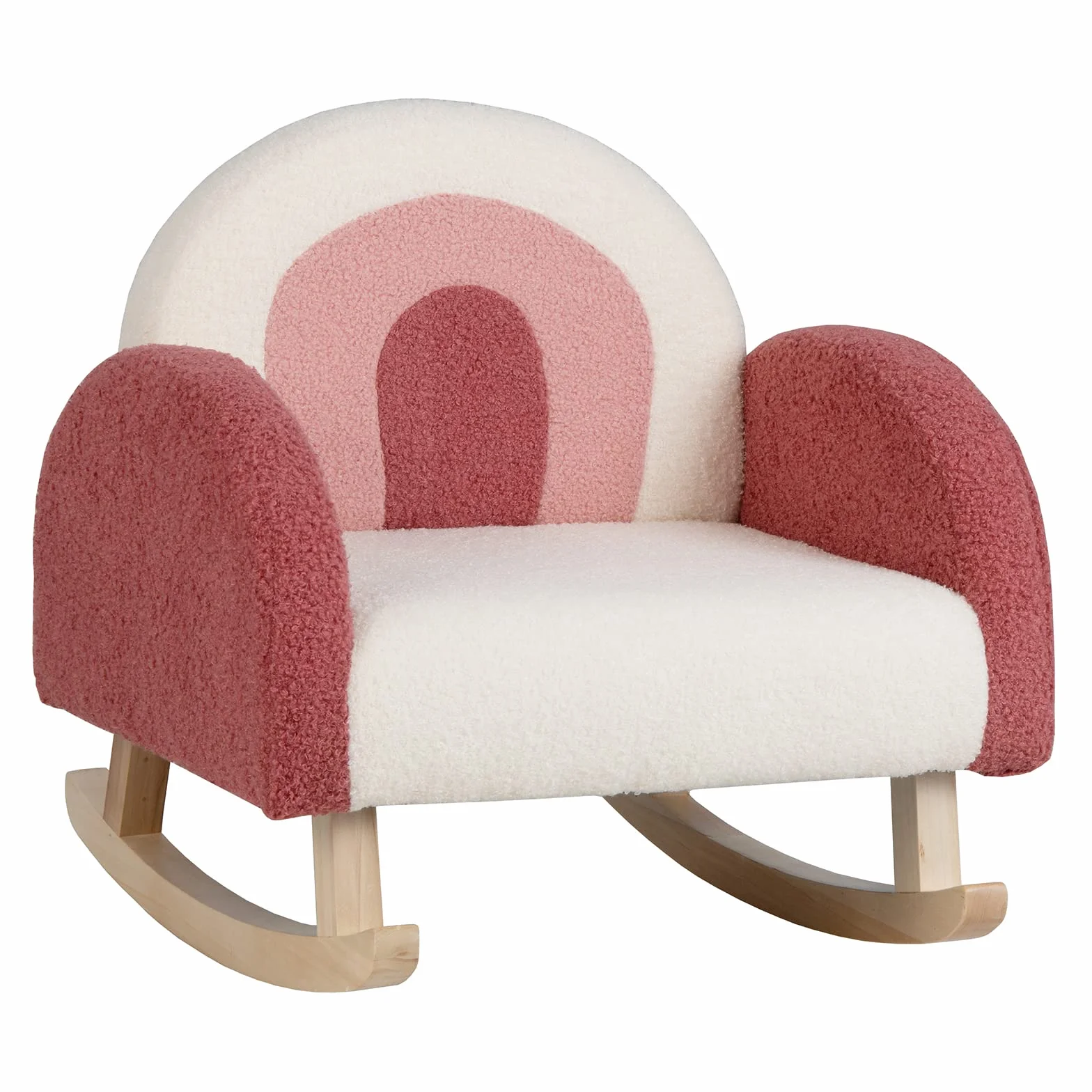 COSTWAY Silla Mecedora Infantil, Sillón Moderno con Patas de Madera de Álamo para Niños de 3 a 5 Años, Antivuelco, Bonito Sofá Individual Tapizado para Guardería, Sala de Juegos (Rojo)