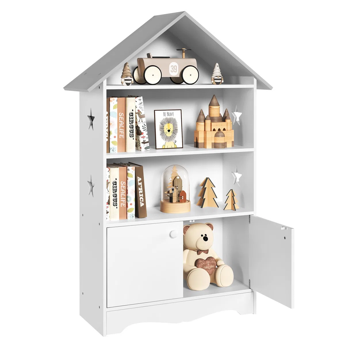 WOLTU Librería Infantil para Niños con 3 Estanterías Abiertos, Librero Organizador Multiusos, Estante para Dormitorio Blanca