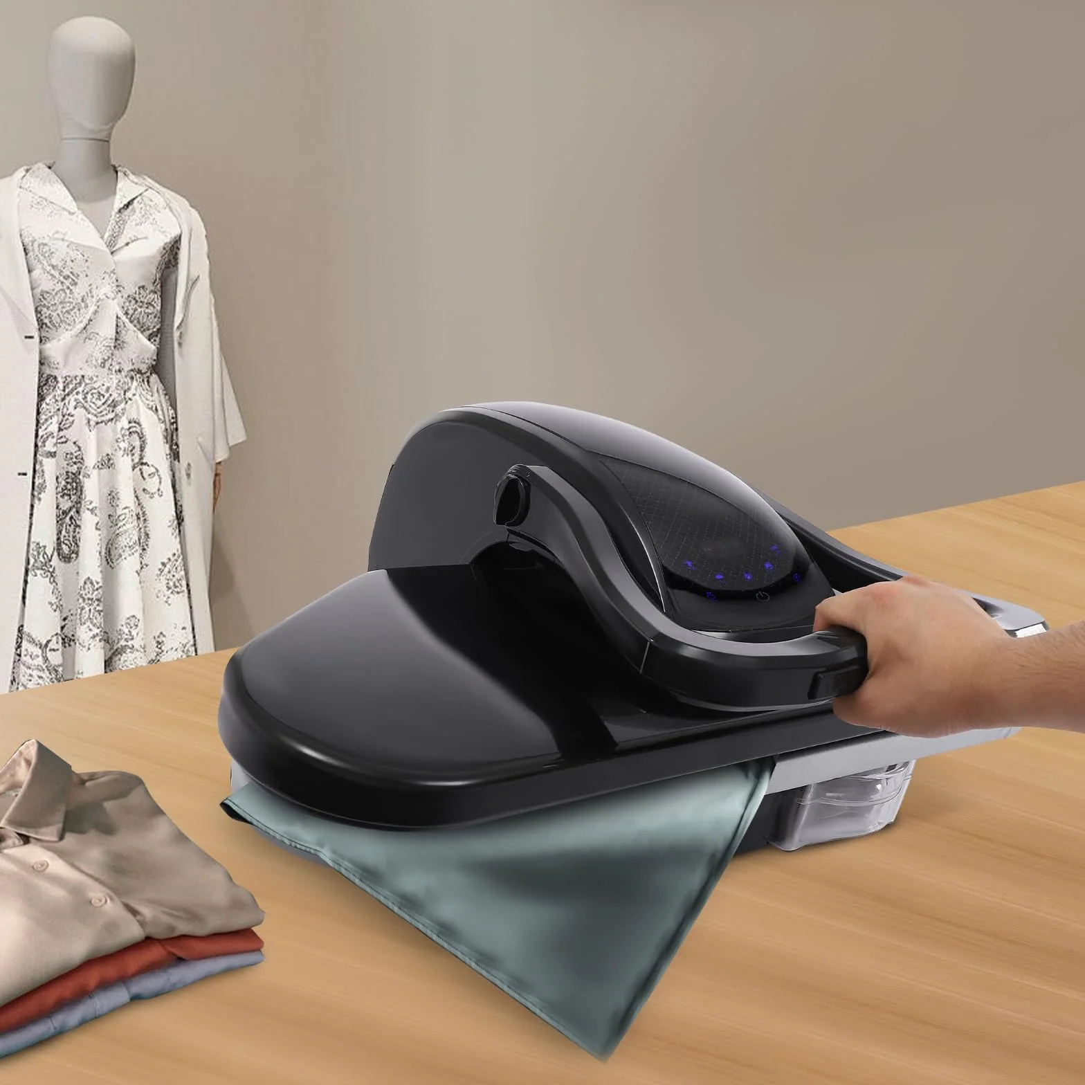 Prensa de vapor inteligente de 2200 W, prensa de vapor profesional con pantalla táctil, 5 tejidos y superficie de planchado de 66 cm, prensa de vapor digital para casa, tienda de trajes, 66