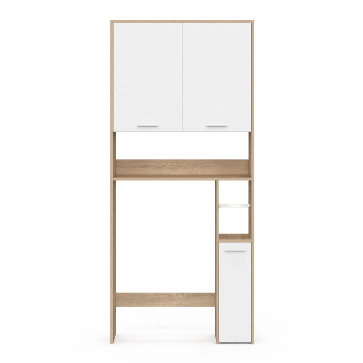 IDMarket WALLIS – Mueble estante superior para inodoro de madera de haya y blanco