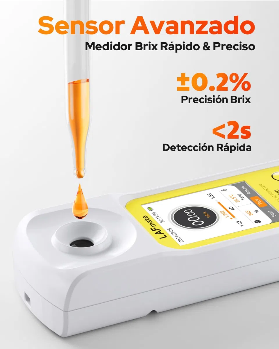 Refratómetro digital Brix con ATC para Zumo de Café, Miel, Jarabe de Arce, Medidor de Brix 0-95% Refractometro para la Elaboración de Vino y Cerveza Casera