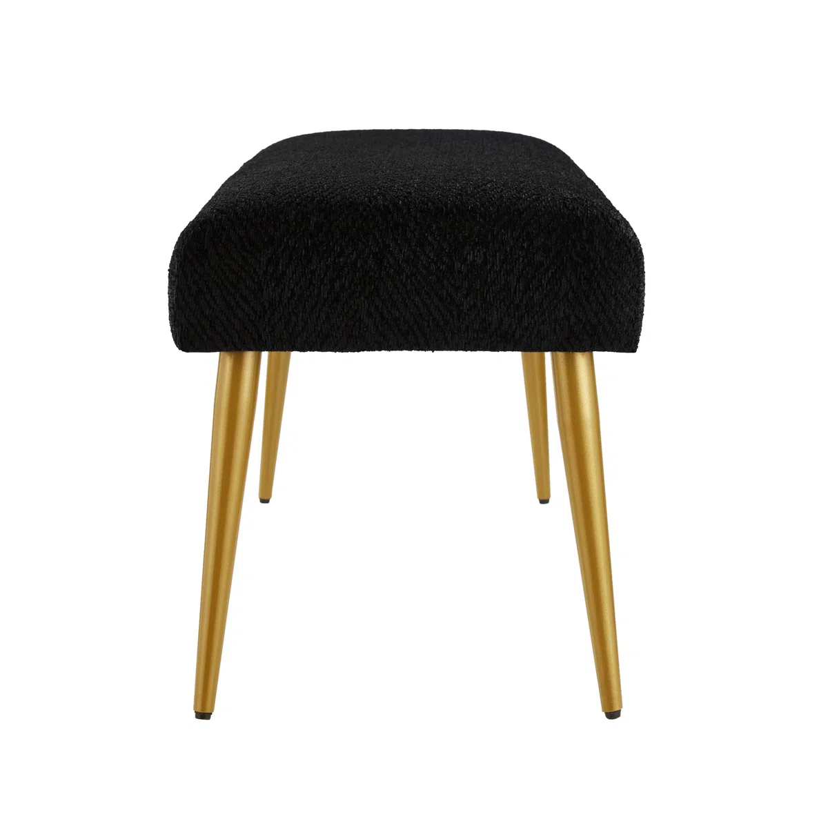 Ball & Cast Banco tapizado para la Entrada, Banco para el Final de la Cama, Banco-Taburete Negro para el Dormitorio con Asiento Acolchado y Patas de Metal, Negro