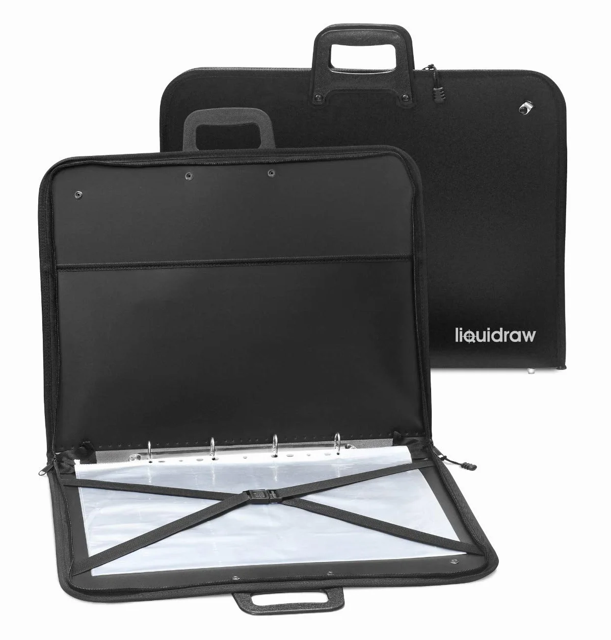 Liquidraw Portafolio de almacenamiento de arte | Carpeta A2 y A3 con fundas o bolsillos transparentes | Bolsa de transporte de arte y almacenamiento de documentos para artistas, Black, A2, Bolsa tipo