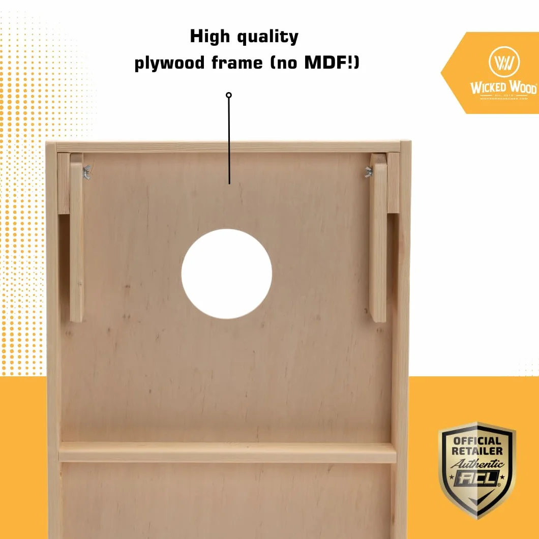 Juego de cornhole – 120 x 60 cm – Juego de agujeros ciegos – Wicked Wood – Juego de tablas con licencia oficial ACL – 2 x 4 bolsas de 450 gr – Cornhole Juego de Cornhole Outdoor