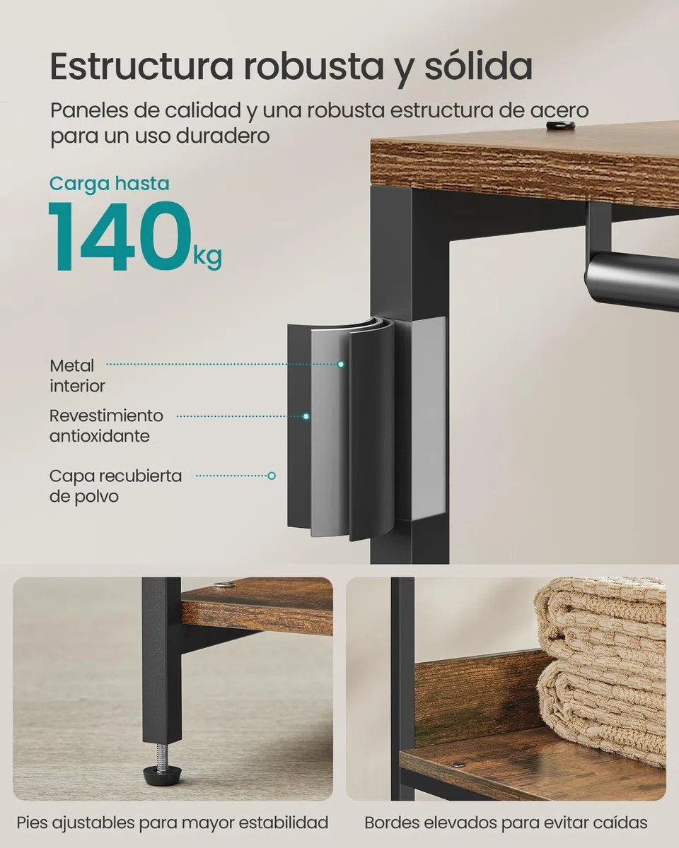 SONGMICS Guardaroba, Stand Appendiabiti, Armadio Aperto con Aste per Appendere, Ripiani Portaoggetti, Ganci Rimovibili, 98 x 40 x 181 cm, Marrone Vintage RGR024B01
