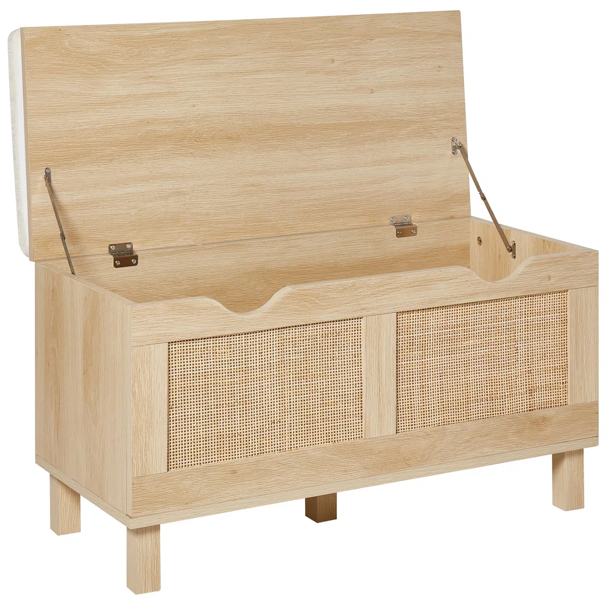 Beliani Banco con almacenaje Boho baúl Madera frentes Trenzados Madera Clara Washington