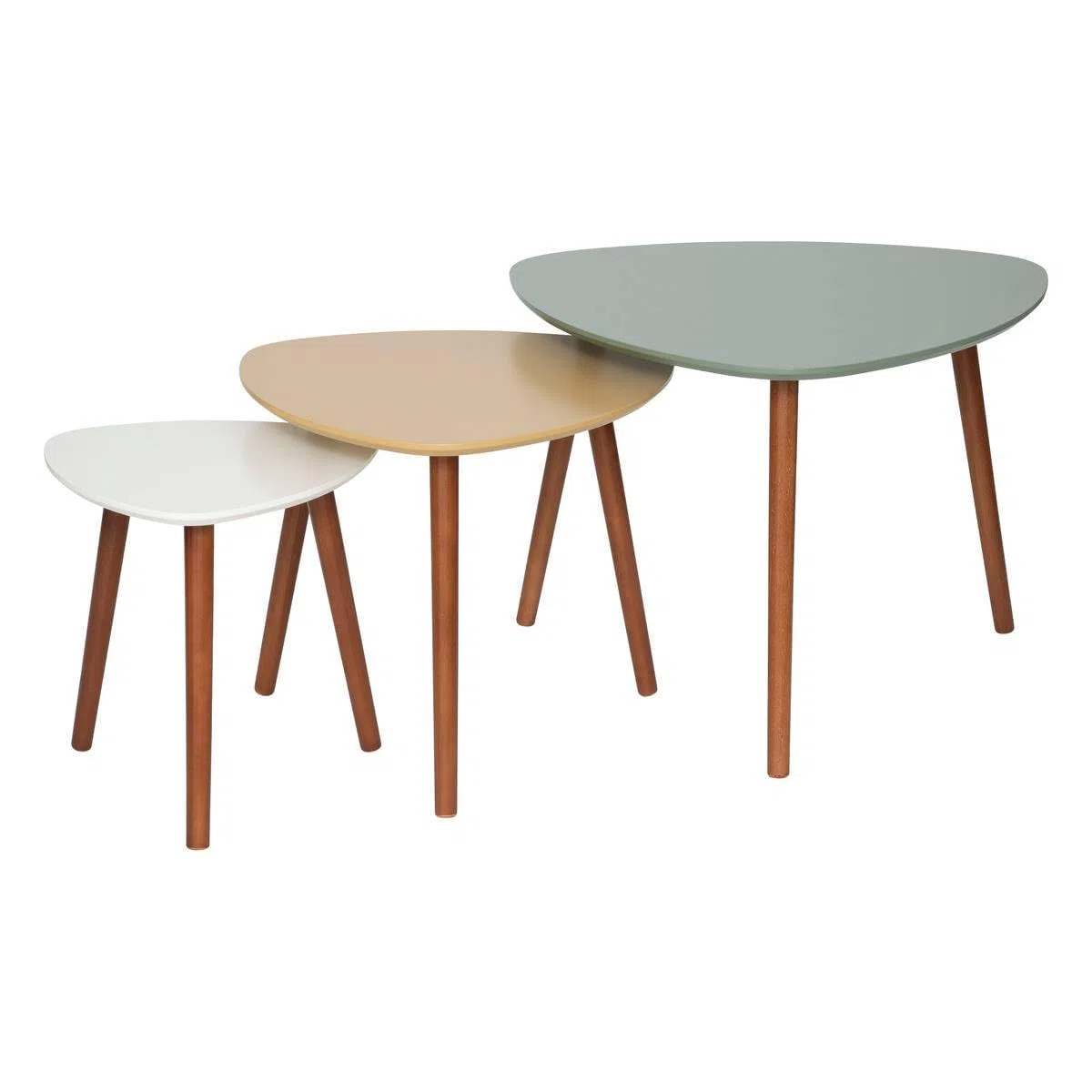 Atmosphera - Juego de 3 mesas Nido Mileo - Multicolor y Madera, 45 cm de Alto - Estilo Retro escandinavo - Mesas auxiliares y de Centro para salón