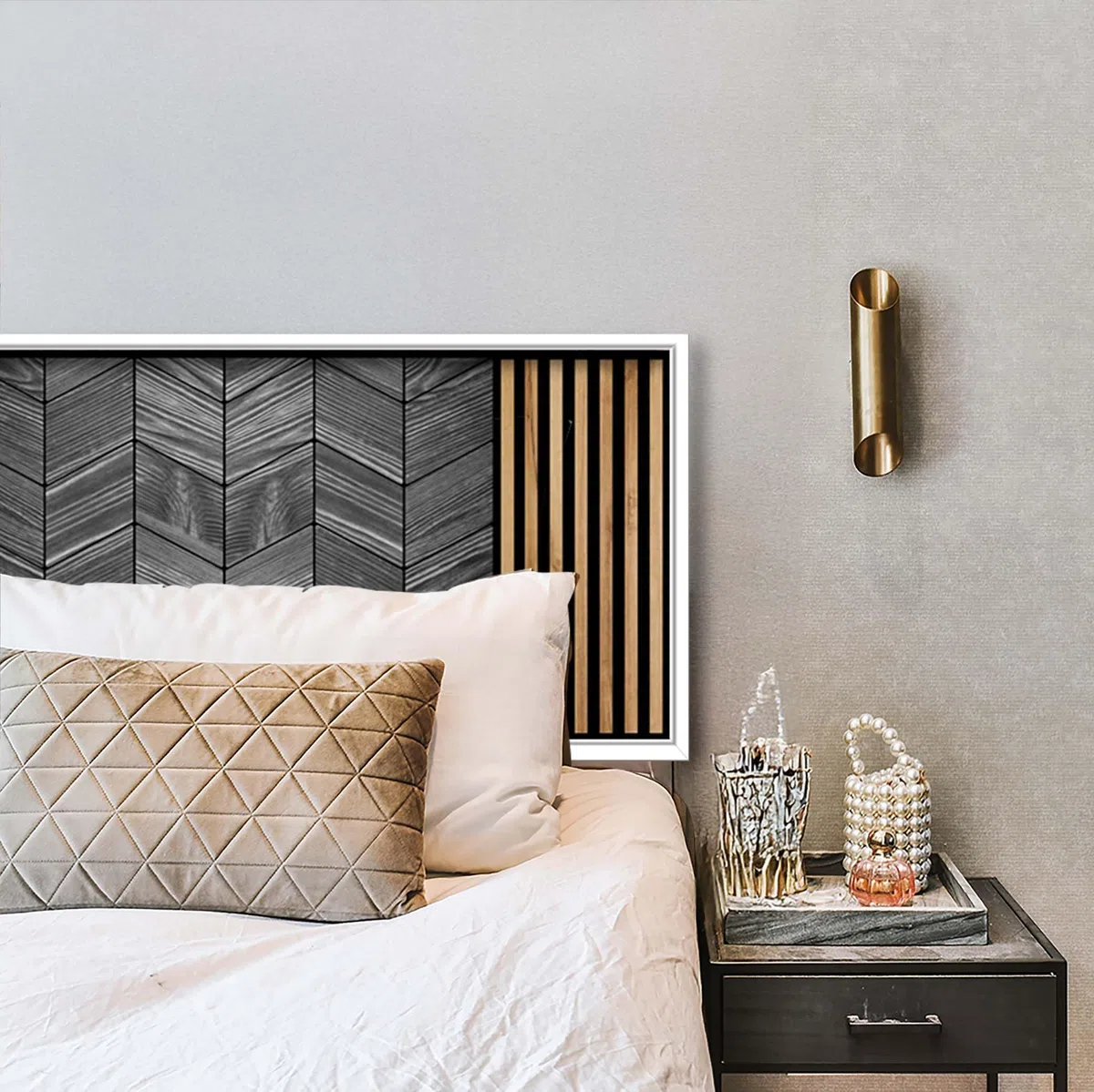 Cabecero de Cama Símil Madera, PVC 10mm, Impresión Digital, Fácil de Instalar y Duradero, 6 Medidas Disponibles (120x60 cm)