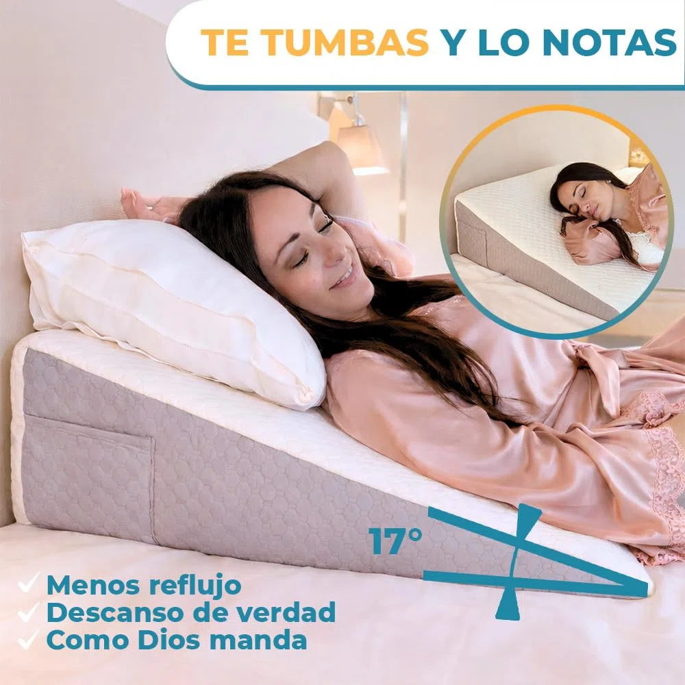 Ritalia Cuña Antireflujo Adulto 65x60x20 cm para Elevar Colchón con Gel Viscoelástica, Cojín de Lectura con Funda Lavable de Bambú, Respaldo Cama, Espuma CertiPUR