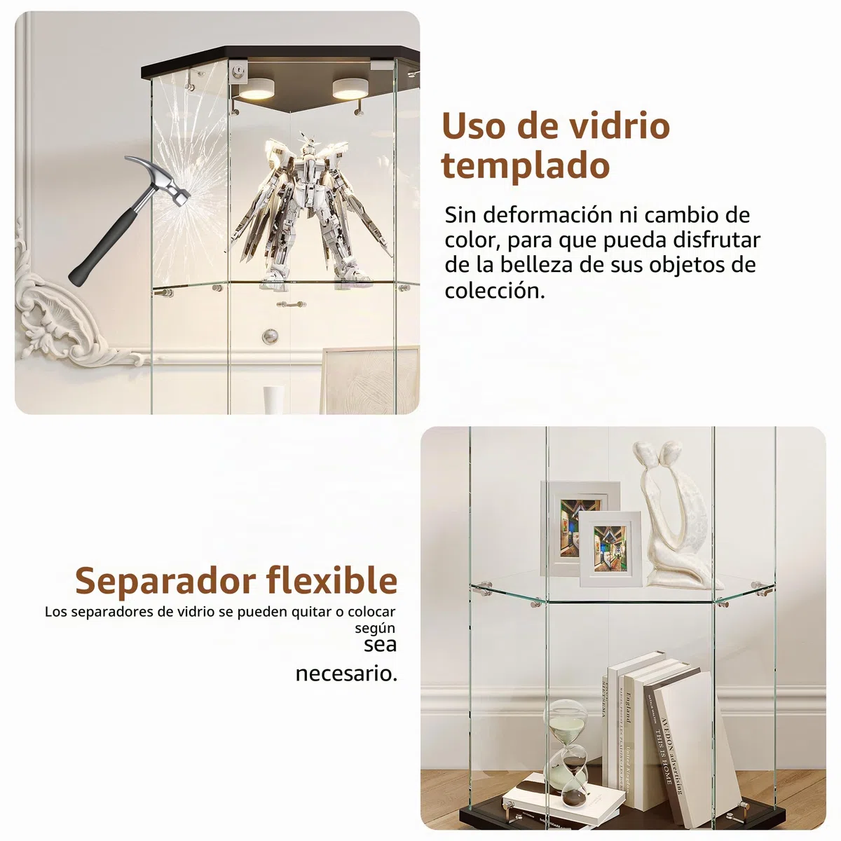 Vitrina De Cristal LED Para Colección Con 1 Puerta, Armario Esquina De 4 Capas Con Cerradura, Mueble Transparente Para Salón, Bar, Dormitorio, Oficina - Negro