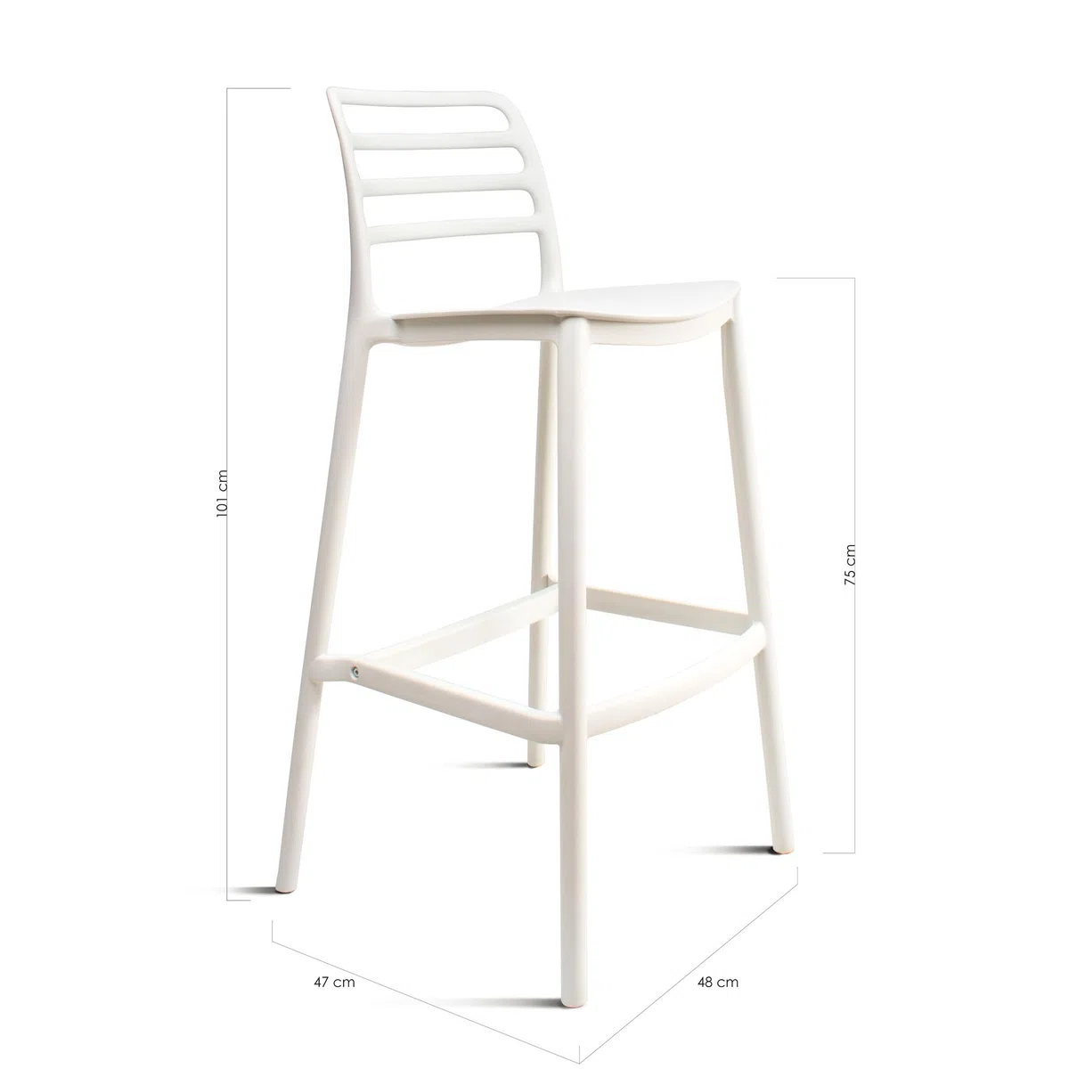 THE SECRET HOME─ Taburete de Polipropileno- Alto. 101 cm x Largo. 48 cm x Ancho. 48 cm ─ Estilo Nórdico ─Varios Modelos (Blanco- Pack de 2uds)