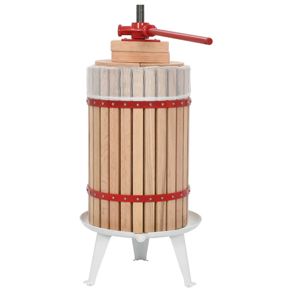 vidaXL Prensa de Vino y Fruta Mosto con Paño de Tela Utensilios Accesorios Cocina Comedor Bar Casa Hogar Menaje Preparación 24 L Madera Roble