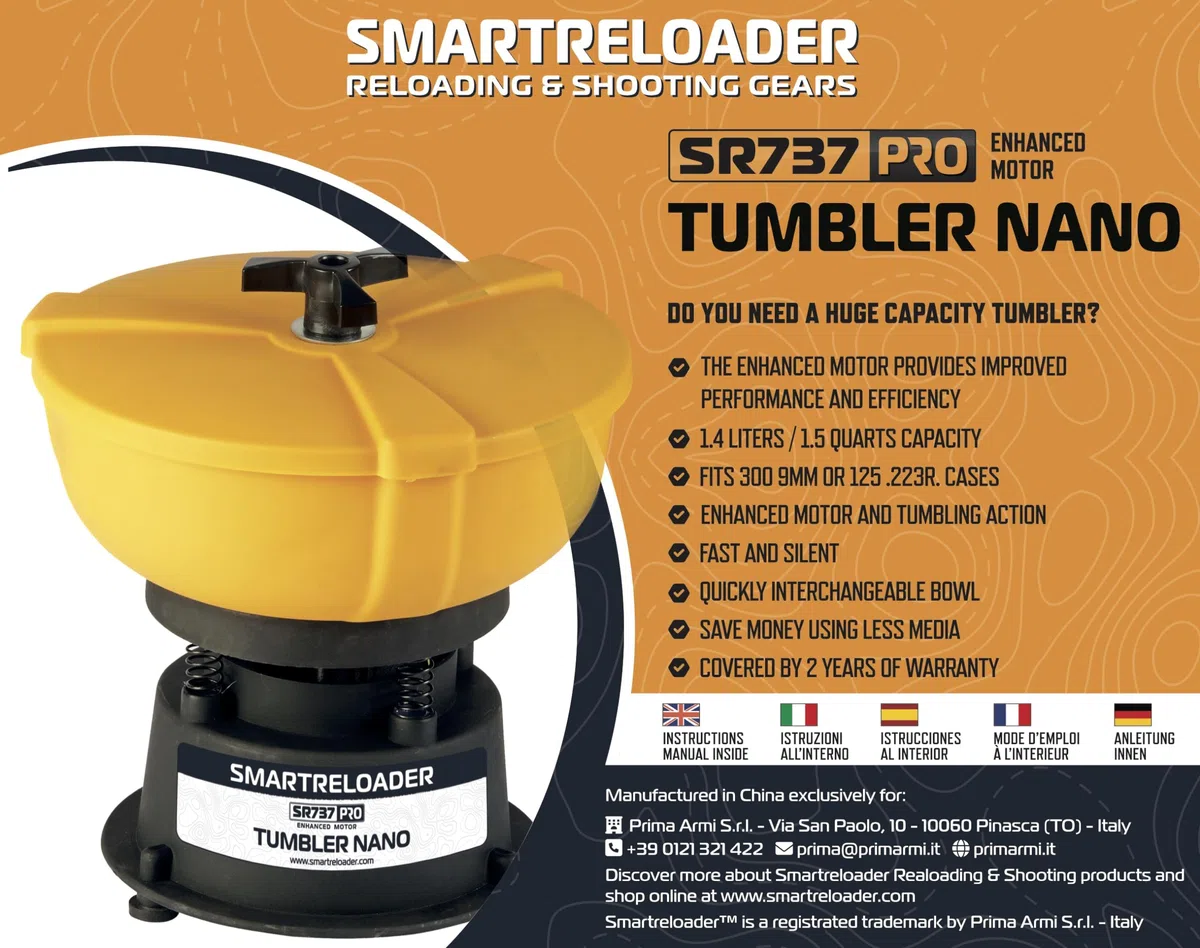 Smartreloader SR737 Nano Pro - Buratta para bojules, ideal para cazadores, tiradores de polígono, joyeros, restaurantes, ferretería, pulido rápido, motor potente, recipiente de 1,75 l