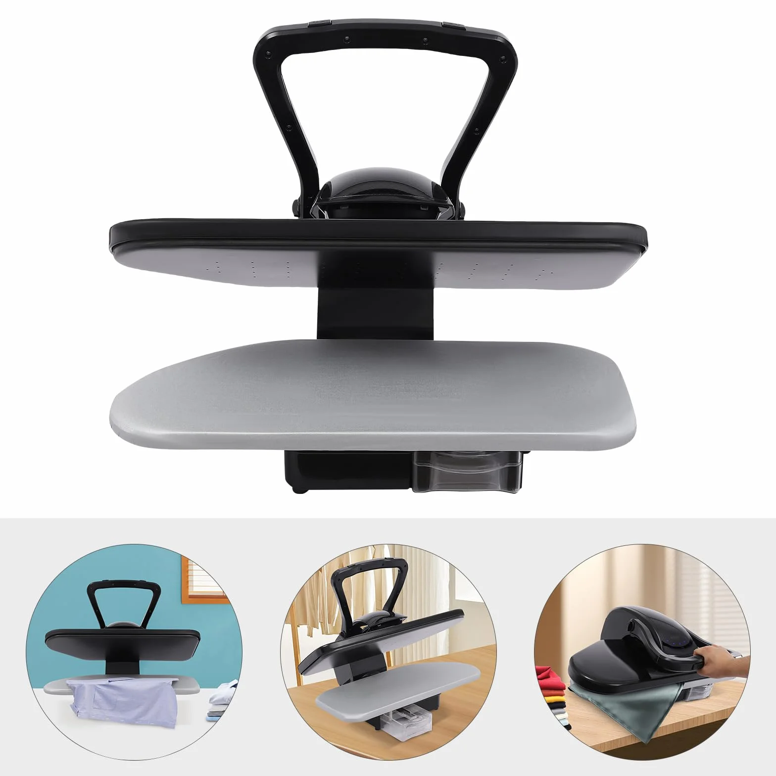 Prensa de vapor inteligente 2200W prensa de vapor digital plancha de vapor con pantalla táctil, 5 modos (nailon, seda, lana, algodón, lino), 4 minutos de tiempo de calentamiento (negro)