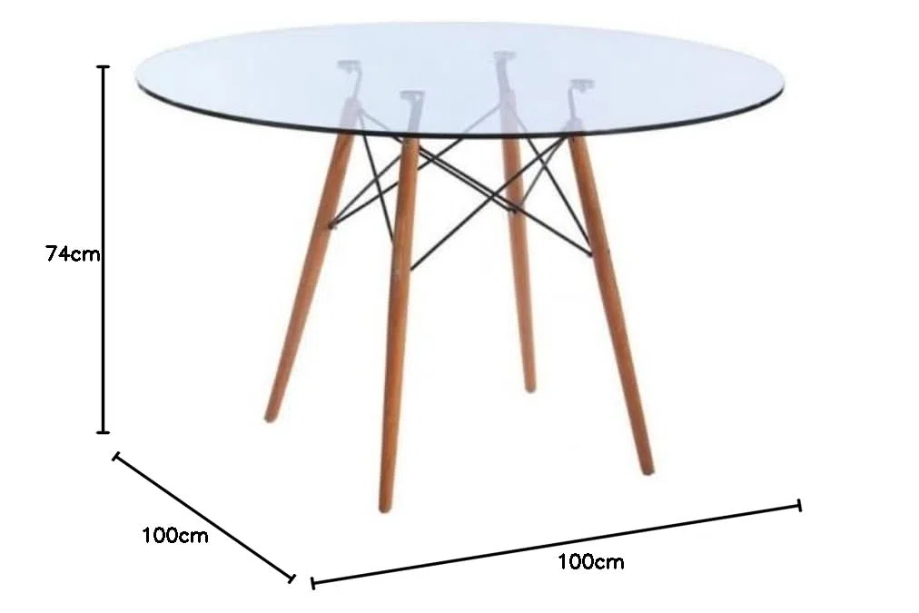 Mesa Redonda De Comedor o Cocina Tower Cristal 100 (Diámetro 100)