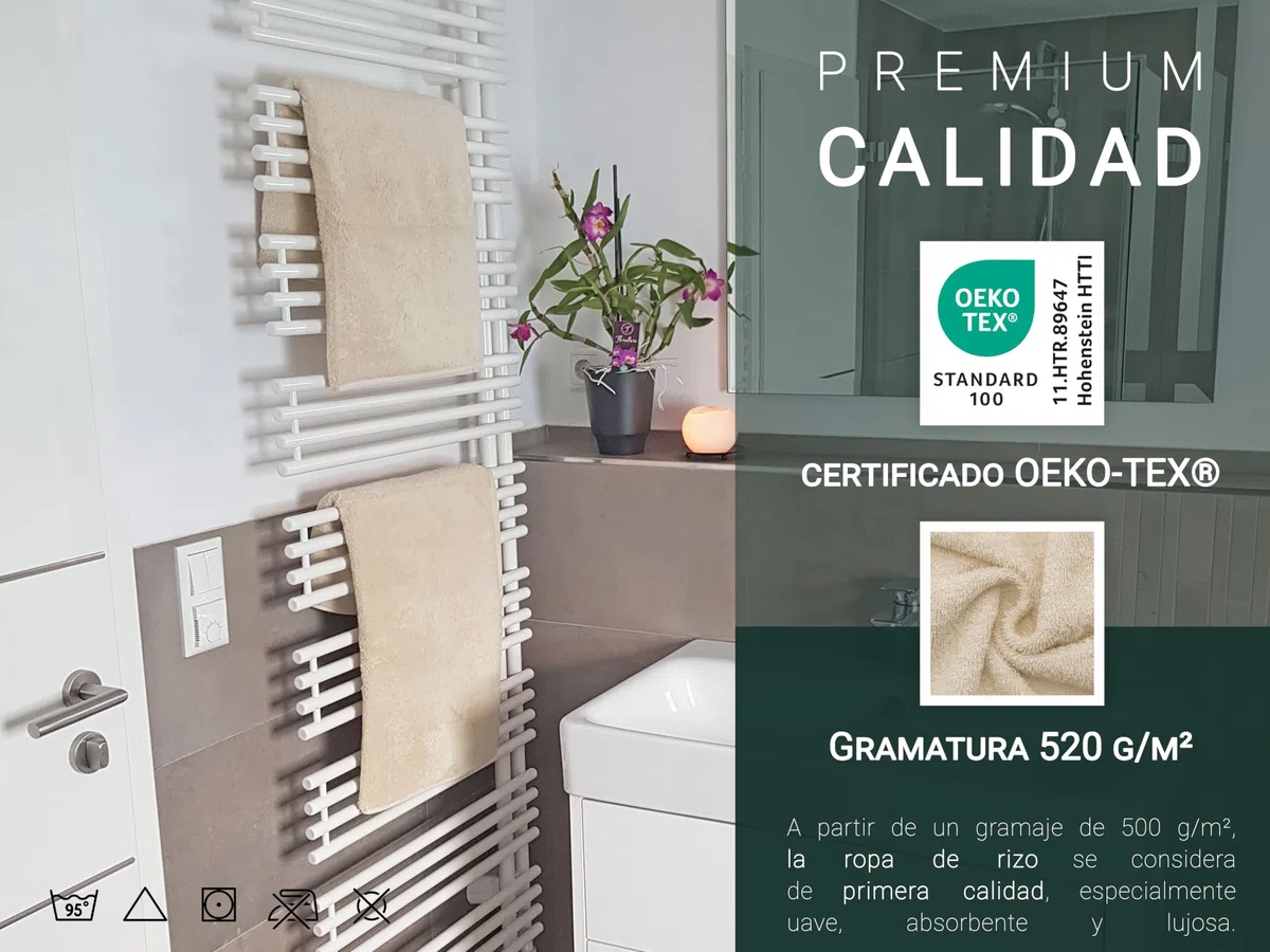 ZOLLNER Juego de 3 Toallas de Ducha de 70 x 140 cm: Toallas Especialmente Suaves y absorbentes en Color Caramelo, con práctico Colgador, Lavables hasta 95 °C, de algodón, Calidad hotelera