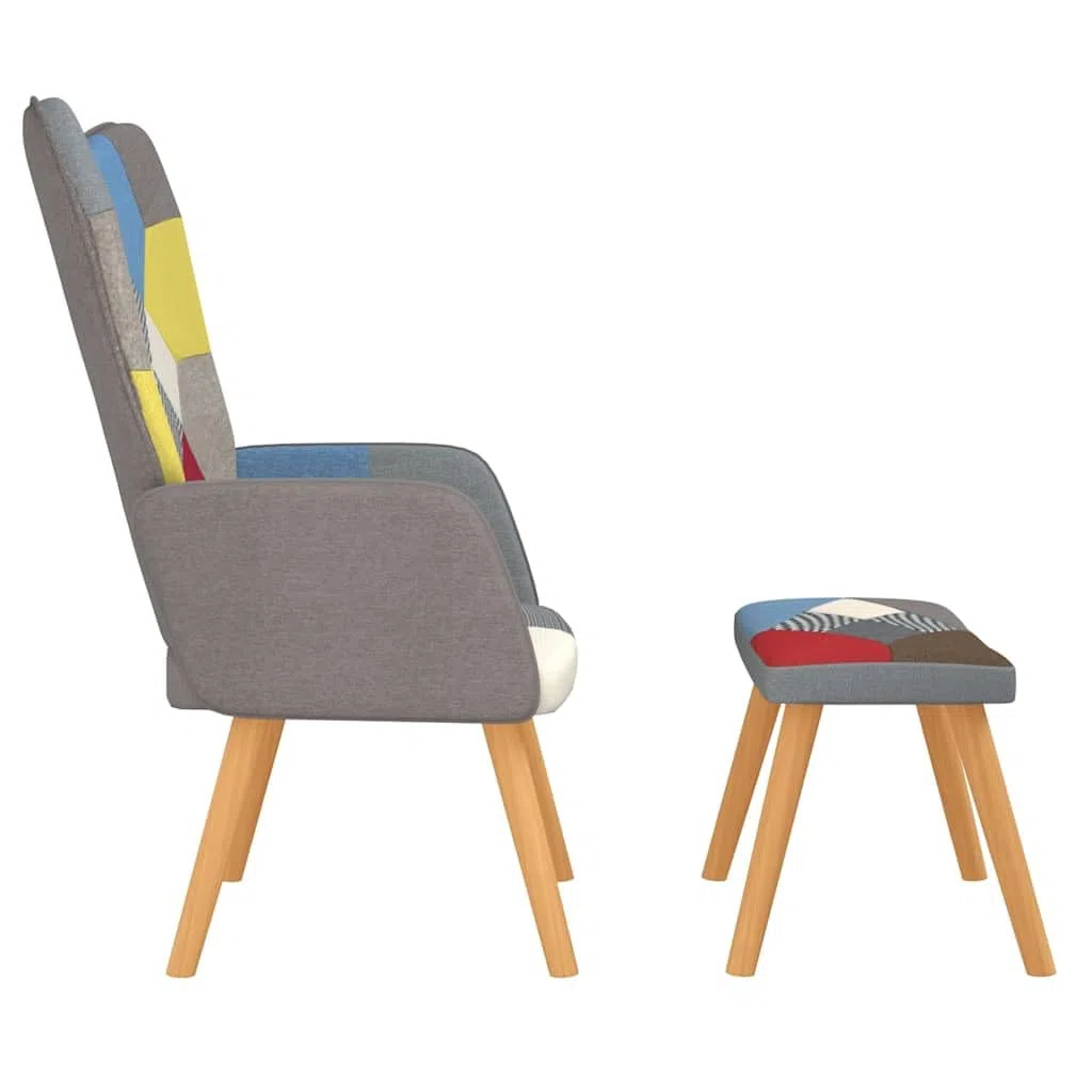 Genérico Silla de relajación con reposapiés Tela Patchwork,Mobiliario,Sillas,Sillones,328184