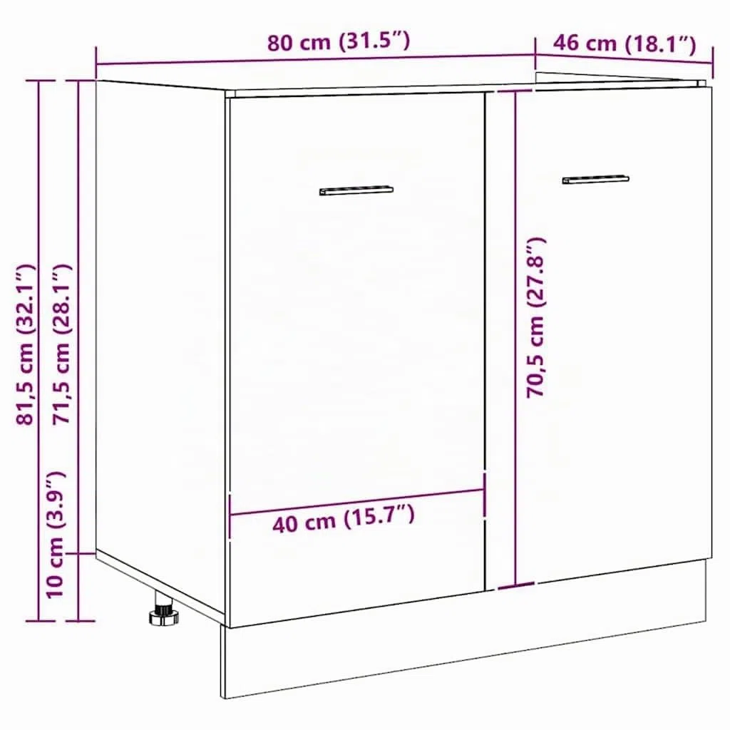 vidaXL Mueble bajo Fregadero Lyon Roble Artesanal 80x46x81,5 cm Madera de ingeniería
