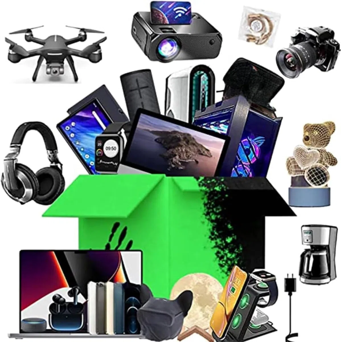 Mix De Electrónica,Cajas De Dispositivos Electrónicos De Almacén, Ratones, Gafas, Aspiradoras,Desk Lamp,Auriculares De Juego, Relojes Inteligentes,Ventilador Etc n65