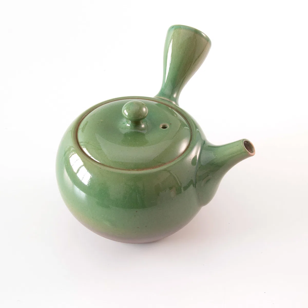 Asayu Japan Tetera Tradicional Kyusu - Midoriyu - Tamaño Mediano 360 ml, Esmaltada en Verde - Hecha en Japón (Tokoname-Yaki) - Ideal para Té Verde y Ceremonias del Té