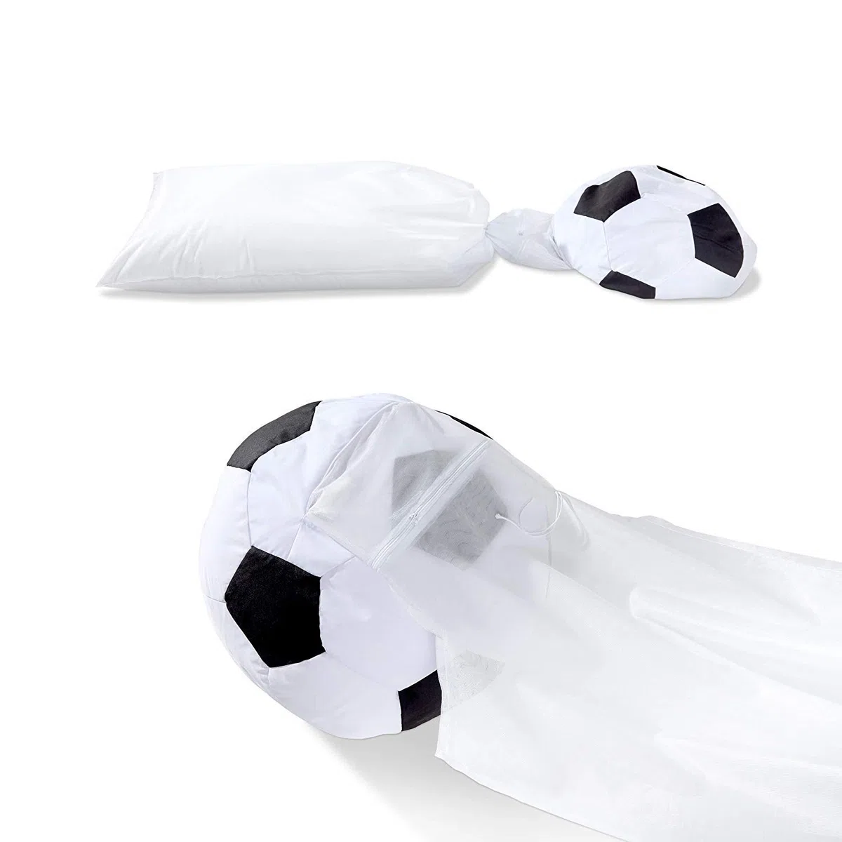 Lumaland Beanbag Puff Pelota de Fútbol - Sofa Grande Adulto, Infantil & Gamer para Comodidad Total - Sillón de Relax con Costuras Reforzadas y Relleno de Perlas EPS - 110x110x60 cm / 300 lt