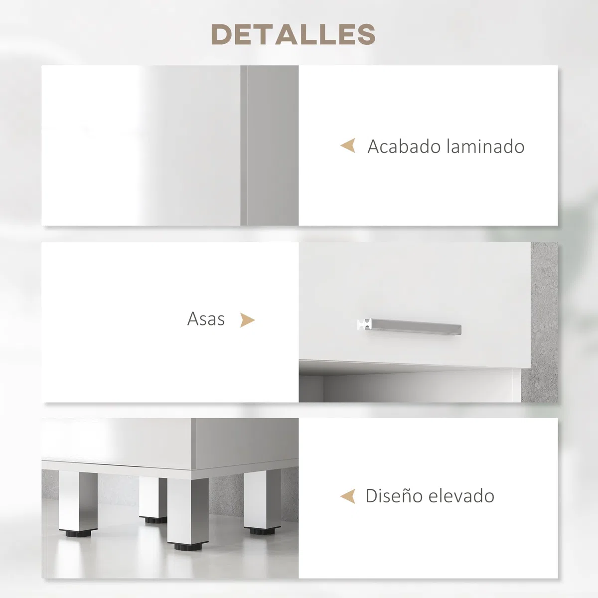 kleankin Armario de Baño Alto, Columna Auxiliar de Baño, con 1 Cajón, 3 Estantes Ajustable, 2 Armarios, para Salón, Dormitorio, 30x30x180 cm, Blanco Brillante