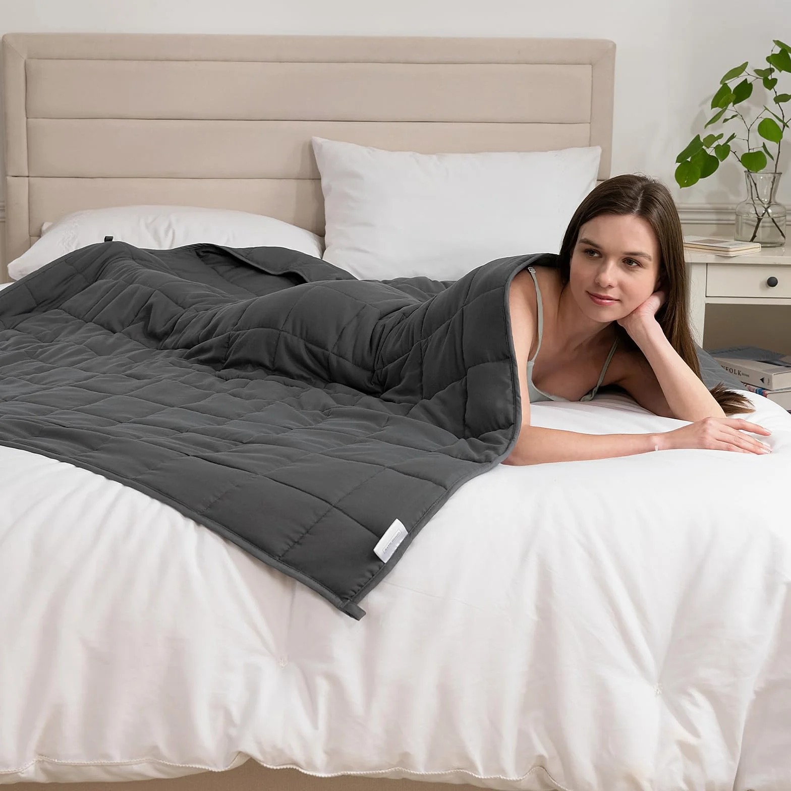 Good Nite Manta Pesada de 8 Kg,150 * 200cm, Manta Relajación, Terapia, Antiestrés Adultos para Mejorar El Sueño Antiestrés, de Peso Niños con Autismo, Gris