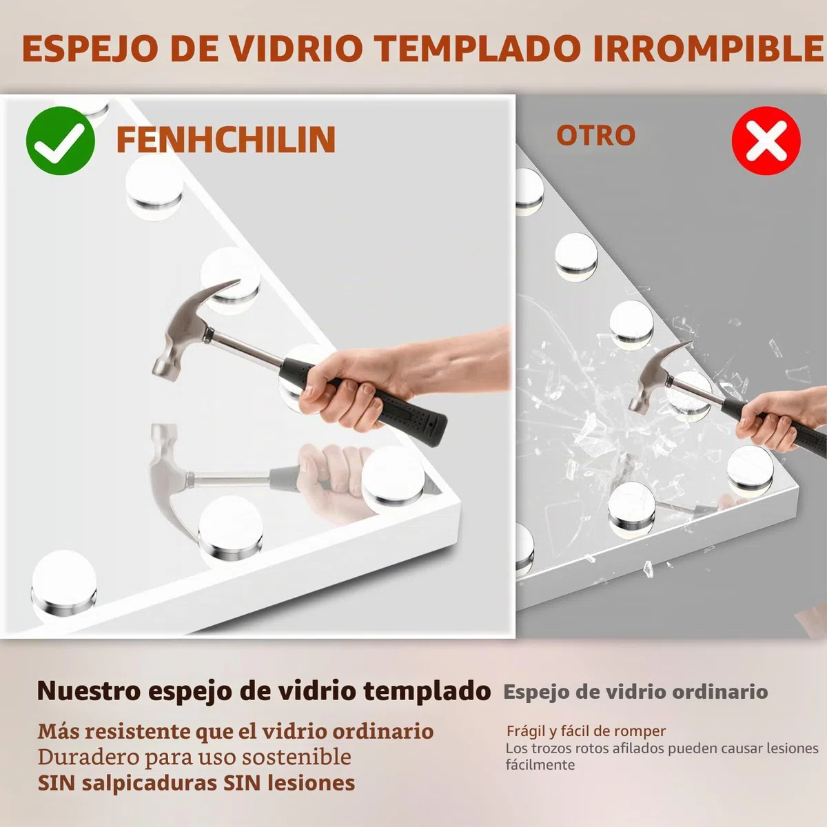FENCHILIN Espejo Grande de Pared, de Maquillaje con Altavoz. Tocador con 18 Lámparas LED Regulables Puerto de Carga USB. Hollywood con Luz de Mesa 80x58cm