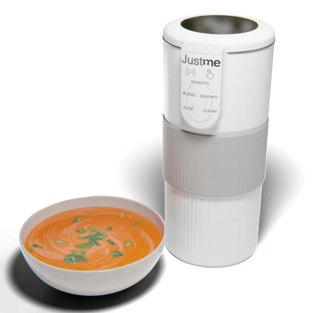 JustMe. La máquina de sopa más pequeña, los mayores resultados. Máquina de sopas y batidora de batidos. Limpieza automática. Blanco. 5 programas. Cocina fácil y saludable. Ligero. Ideal para