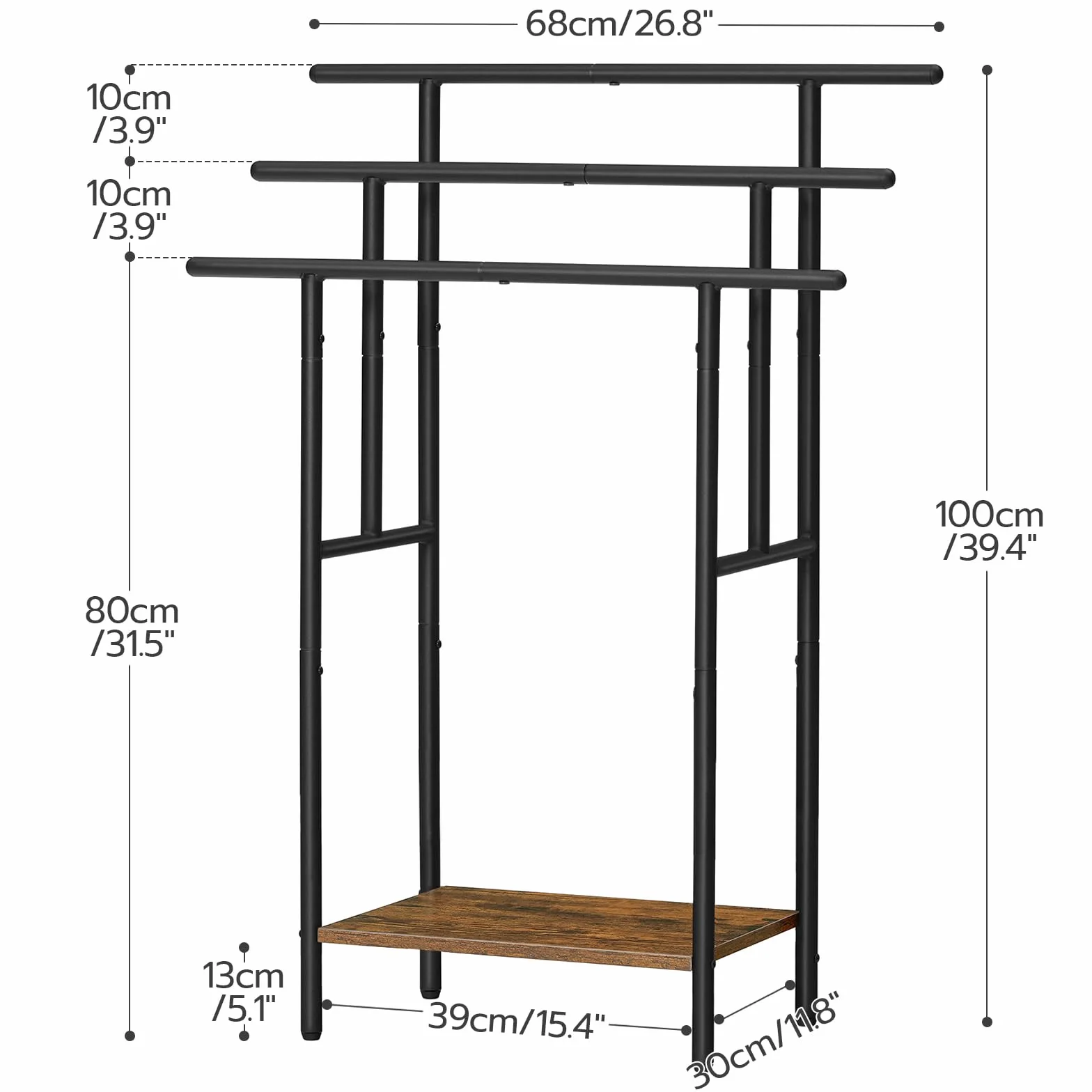 HOOBRO Toallero Independiente de 100 cm de Alto para baño, Estante de Manta Escalonado de 3 Niveles con estantes, Estante de Secado y exhibición de Toallas de baño de Gran, Negro y marrón EBF50LB01