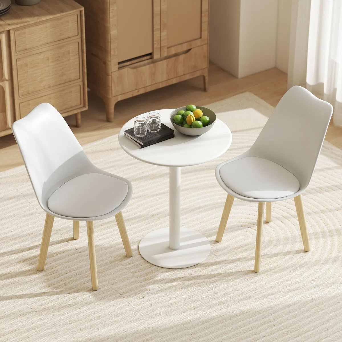 HOMCOM Mesa de Comedor Redonda para 2 Personas Mesa de Cocina de Acero para Interior y Exterior Ø60x72 cm Blanco