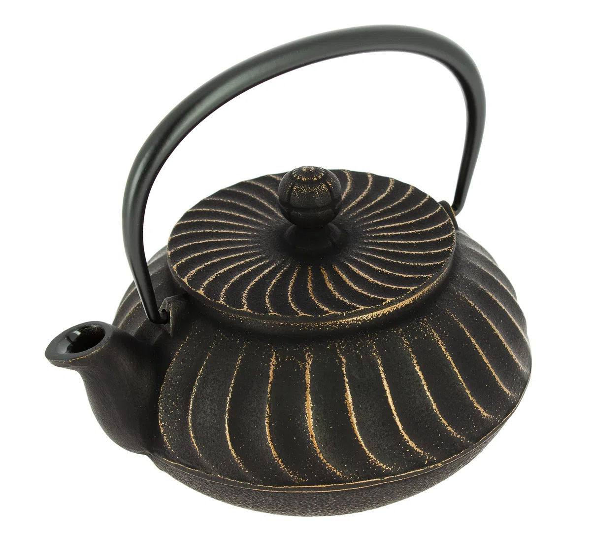 Iwachu Nambu Tekki Tetera de Hierro Colado Japonés Nami, Negra Dorada, 650 ml