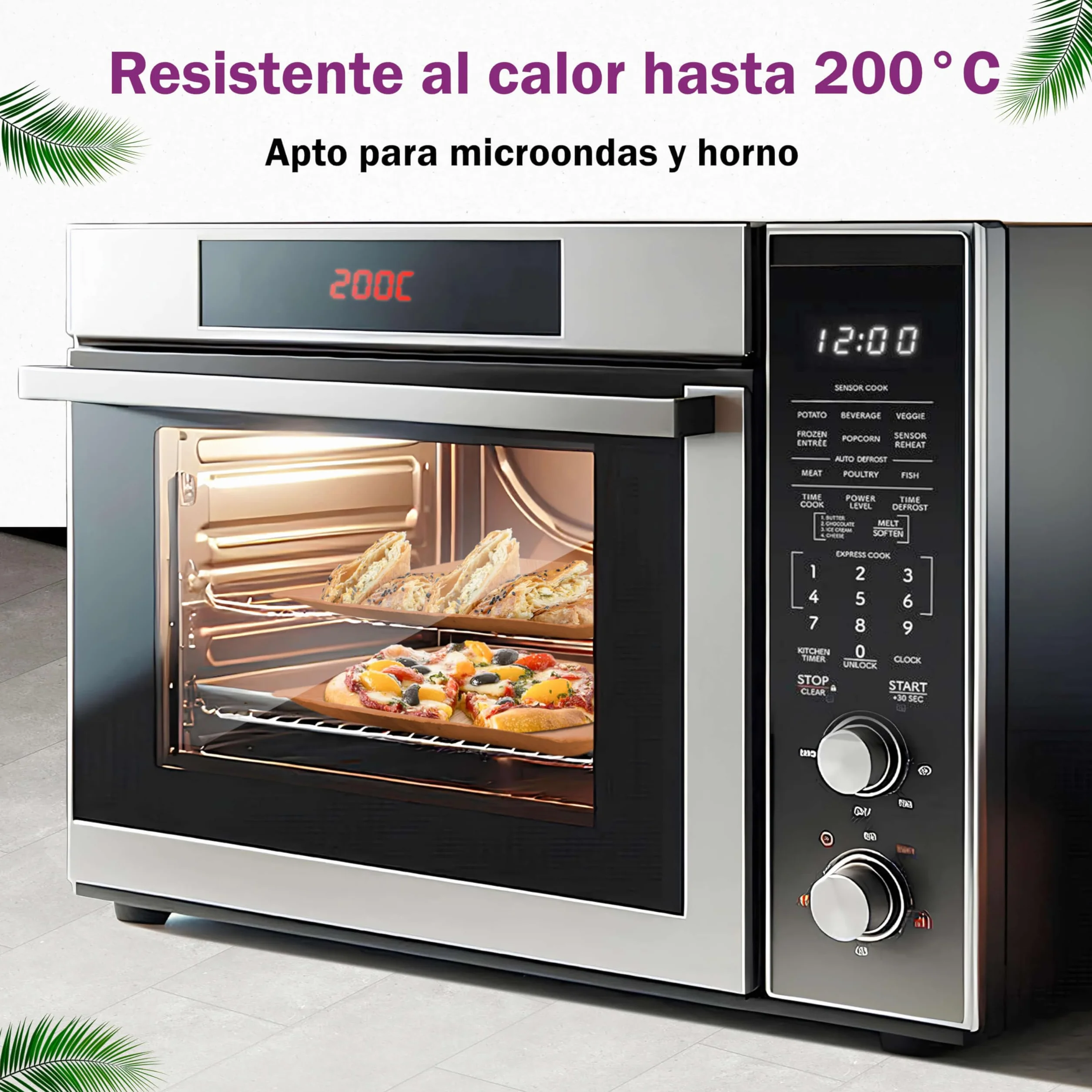 Platos Desechables de Hoja de Palma y Cubiertos de Madera - 25 Grandes y 25 de Postre, 50 Tenedores, 25 Cuchillos y 25 Cucharas - Vajilla Ecológica - Elegantes para Fiestas - similar al Bambu