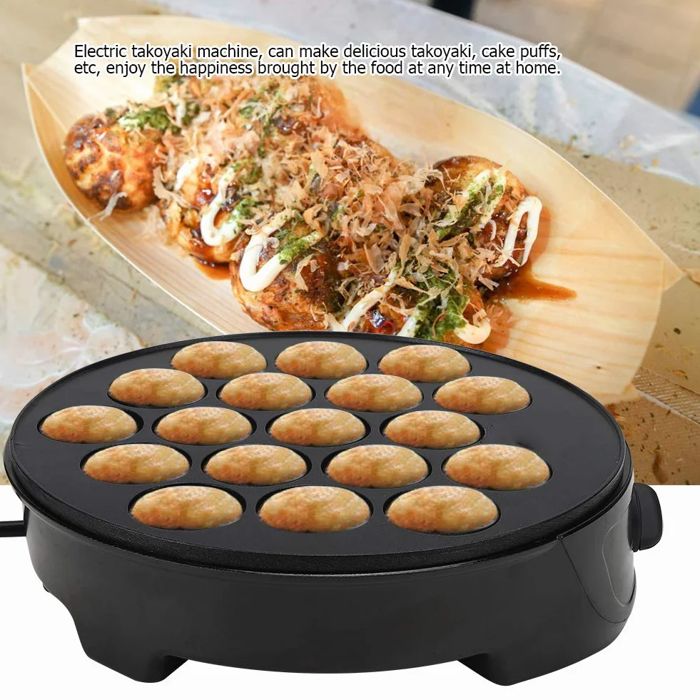 Zerodis Takoyaki Maker eléctrico, hogar Takoyaki Octopus Ball Sartén para Hornear Mini máquina de Desayuno portátil para Takoyaki Octopus Ball, Cake Pop, Ebelskiver, Aebleskiver(Enchufe de la UE)