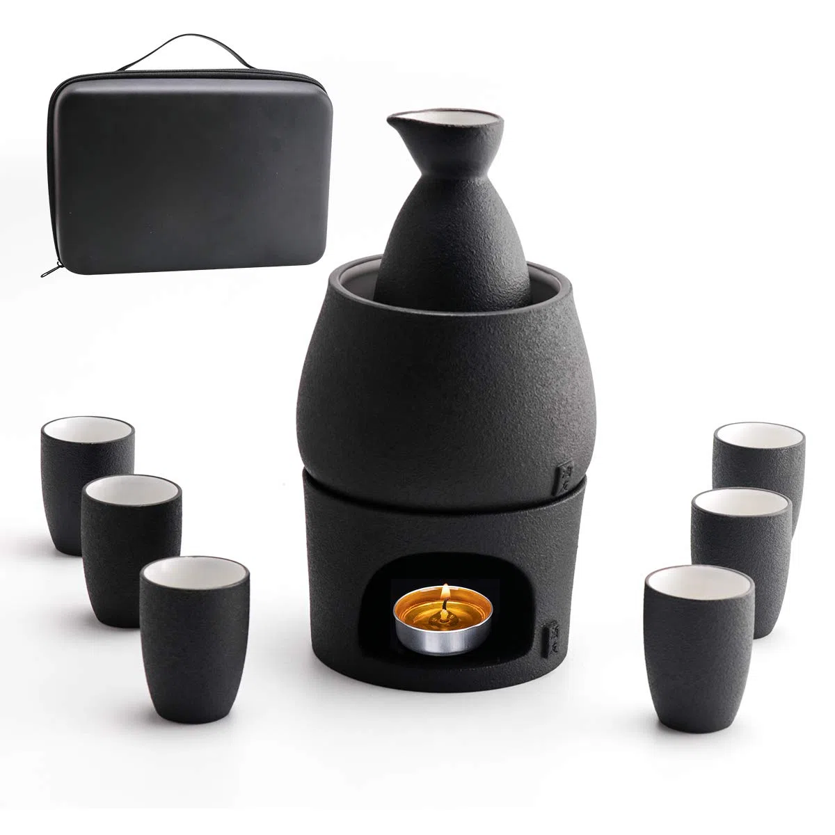 Juego de Tazas de Sake con Almacenamiento de cerámica más cálido Caja de Regalo Tradicional de Porcelana Juego de Bebida Caliente de cerámica Saki