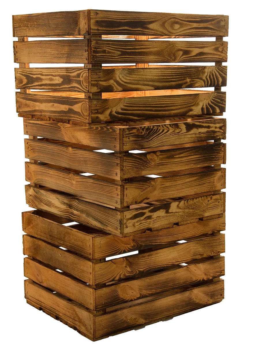 Alten Land - Juego de 3 cajas robustas de vino para frutas, tamaño 49 x 42 x 31 cm