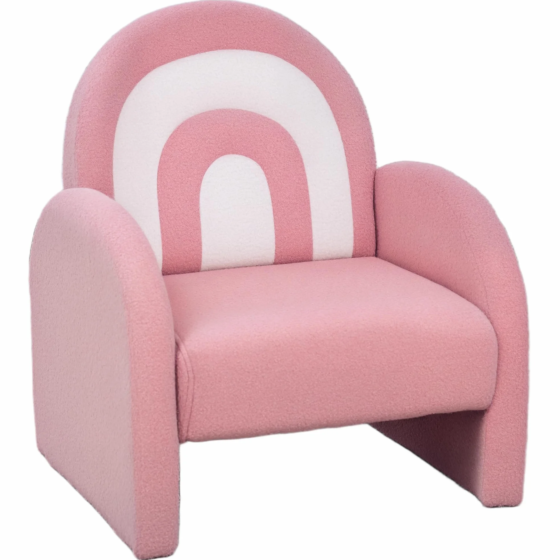 AIYAPLAY Sillón Infantil con Respaldo en Forma de Arcoíris Sofá para Niños de 18-96 Meses Tejido Suave de Borreguito Reposabrazos Carga 45 kg Rosa
