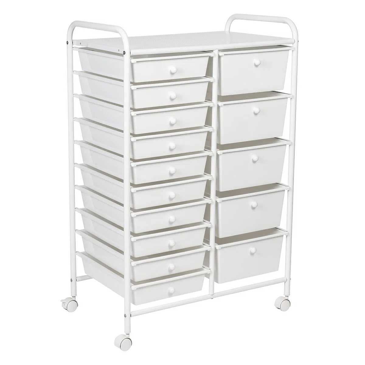 Honey-Can-Do Carrito de almacenamiento de metal con 15 cajones, blanco, acero