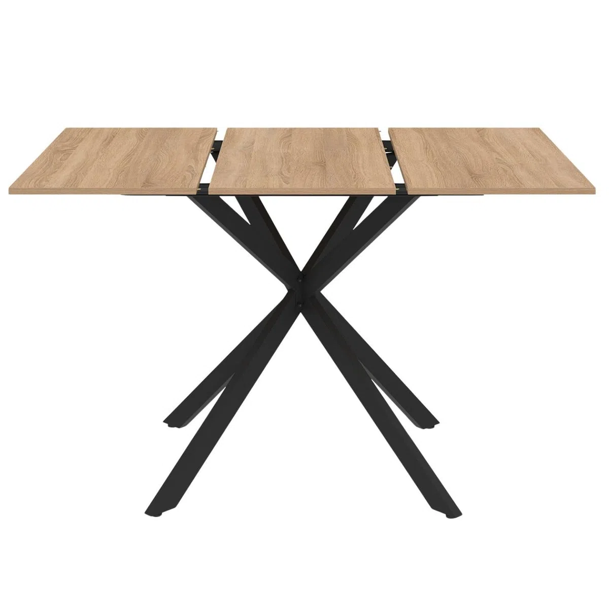 IDMarket Alix – Mesa de comedor extensible cuadrada 4-6 personas, pie araña madera y negro, 80-120 cm